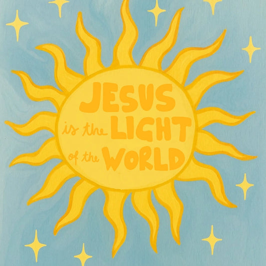 Jesus Is the Light of the World Wall Art – Christian Sun Illustration Print