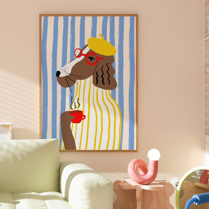 Parisian Dog Art Print – Maximalist Funny Wall Art