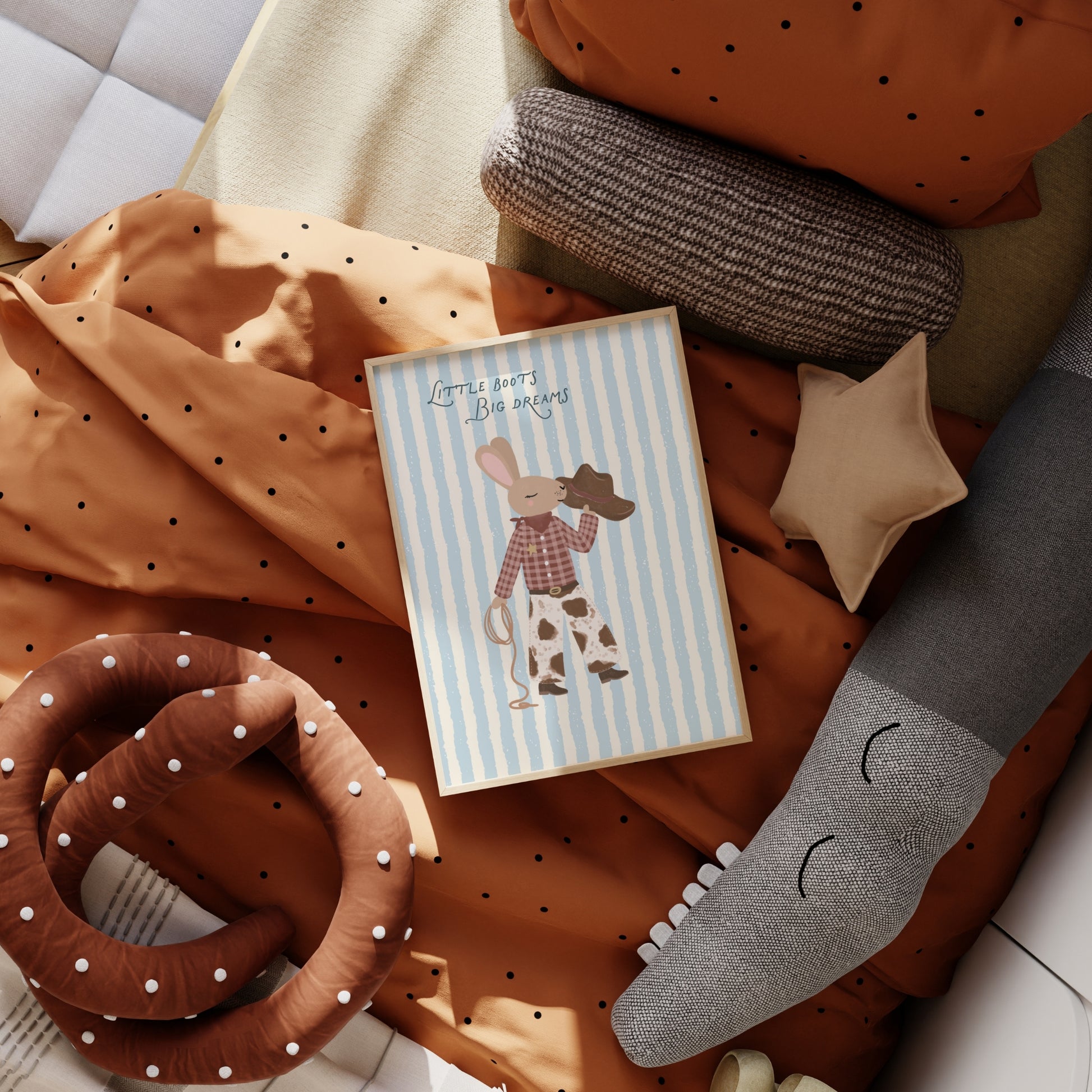 Cowboy Bunny Nursery Wall Art