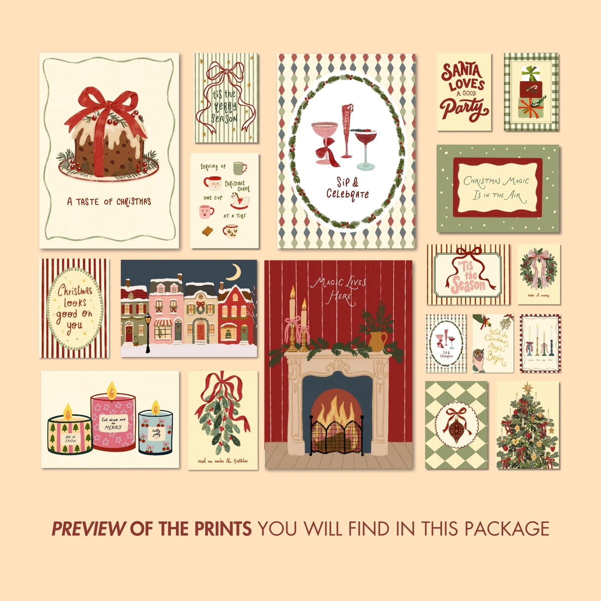 Vintage Christmas Wall Art Set – 20 Printable Designs