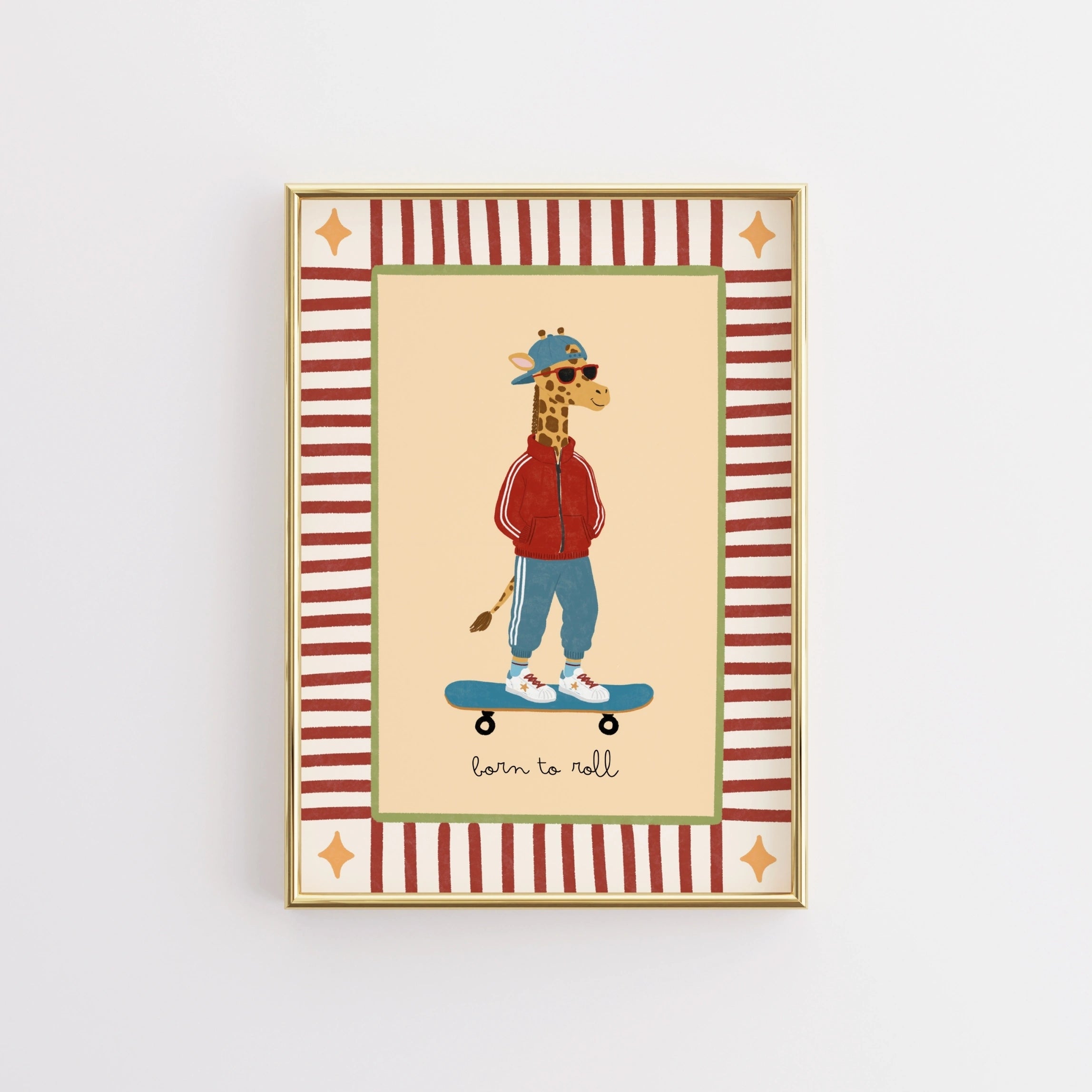 Skateboard Giraffe Nursery Print