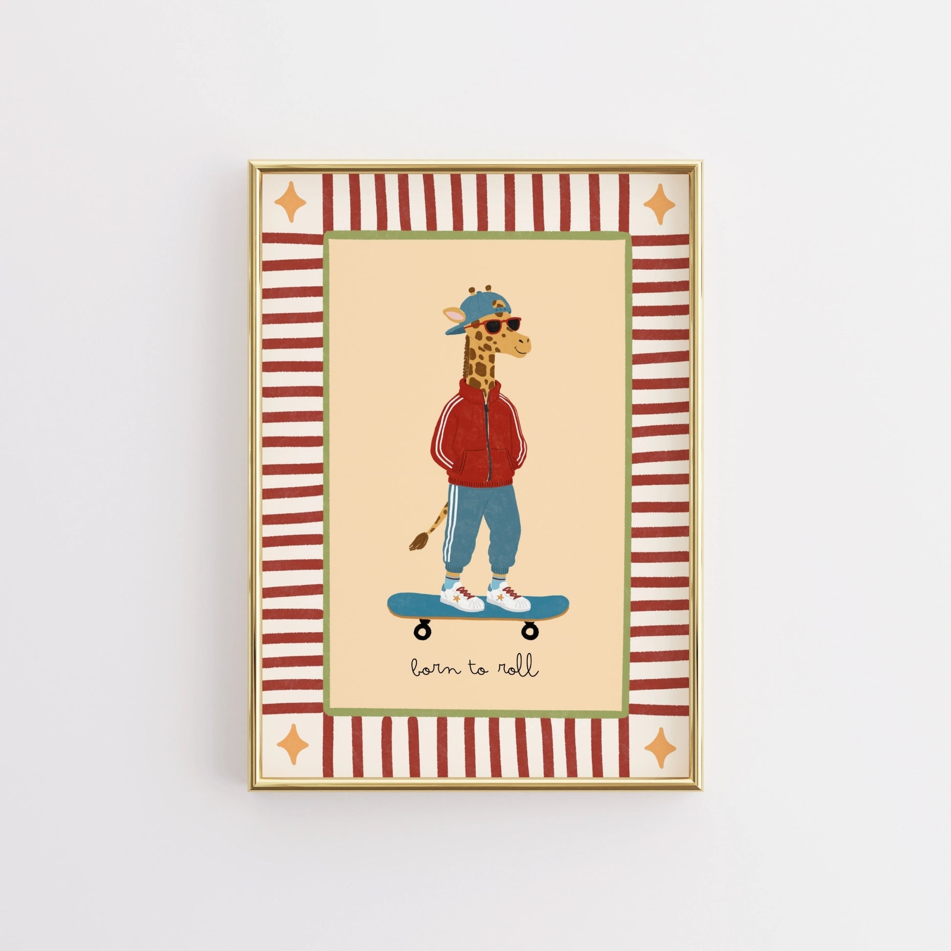 Skateboard Giraffe Nursery Print