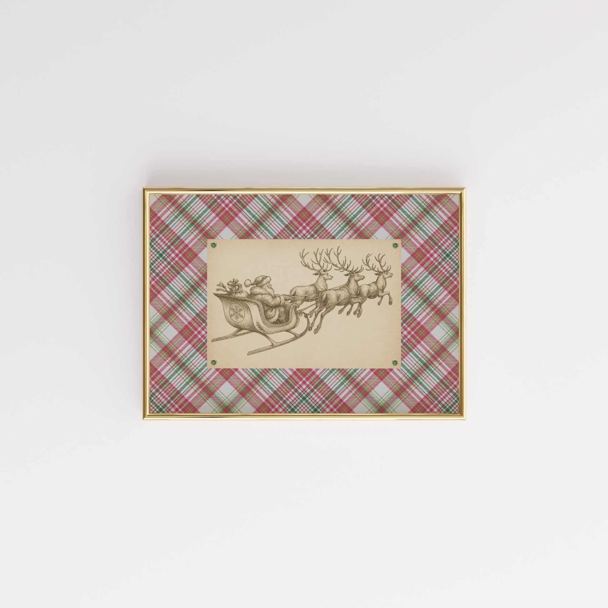 Santa and Reindeer Sleigh Print