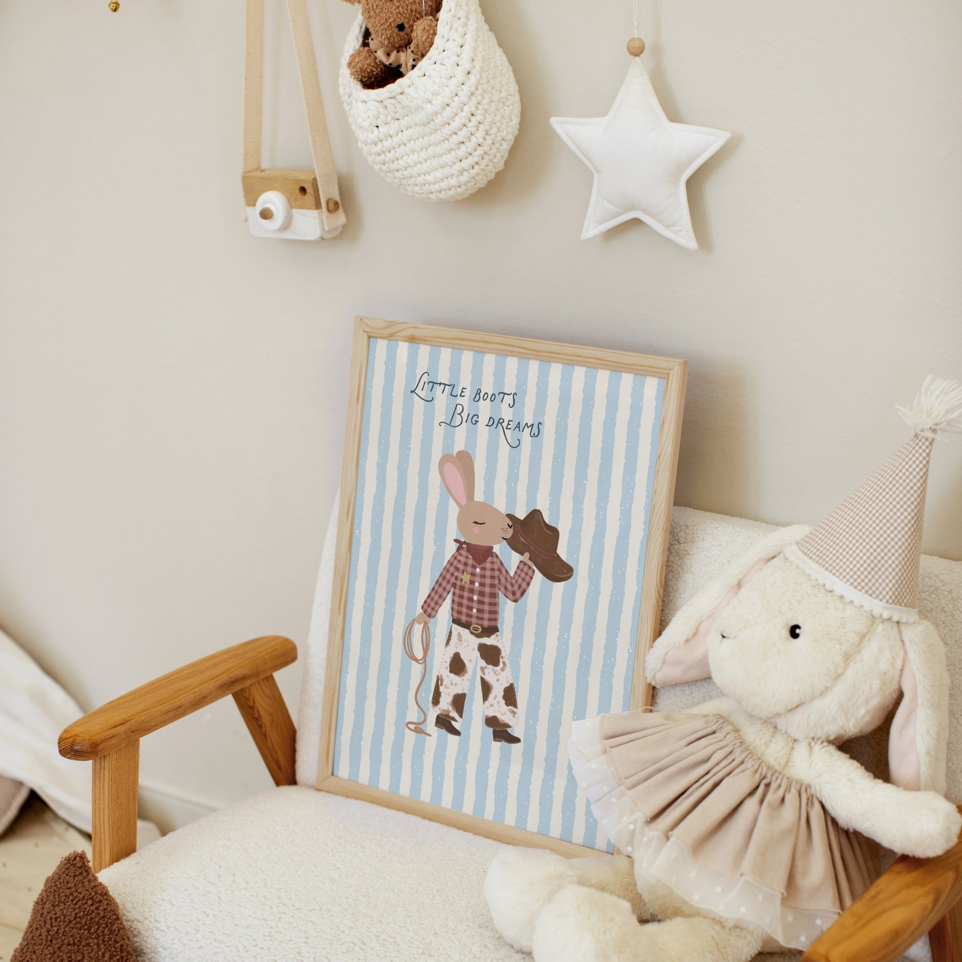 Cowboy Bunny Nursery Wall Art