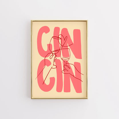 Cin Cin Wall Art – Modern Wine Cheers Print