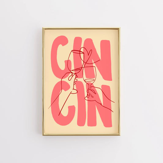 Cin Cin Wall Art – Modern Wine Cheers Print