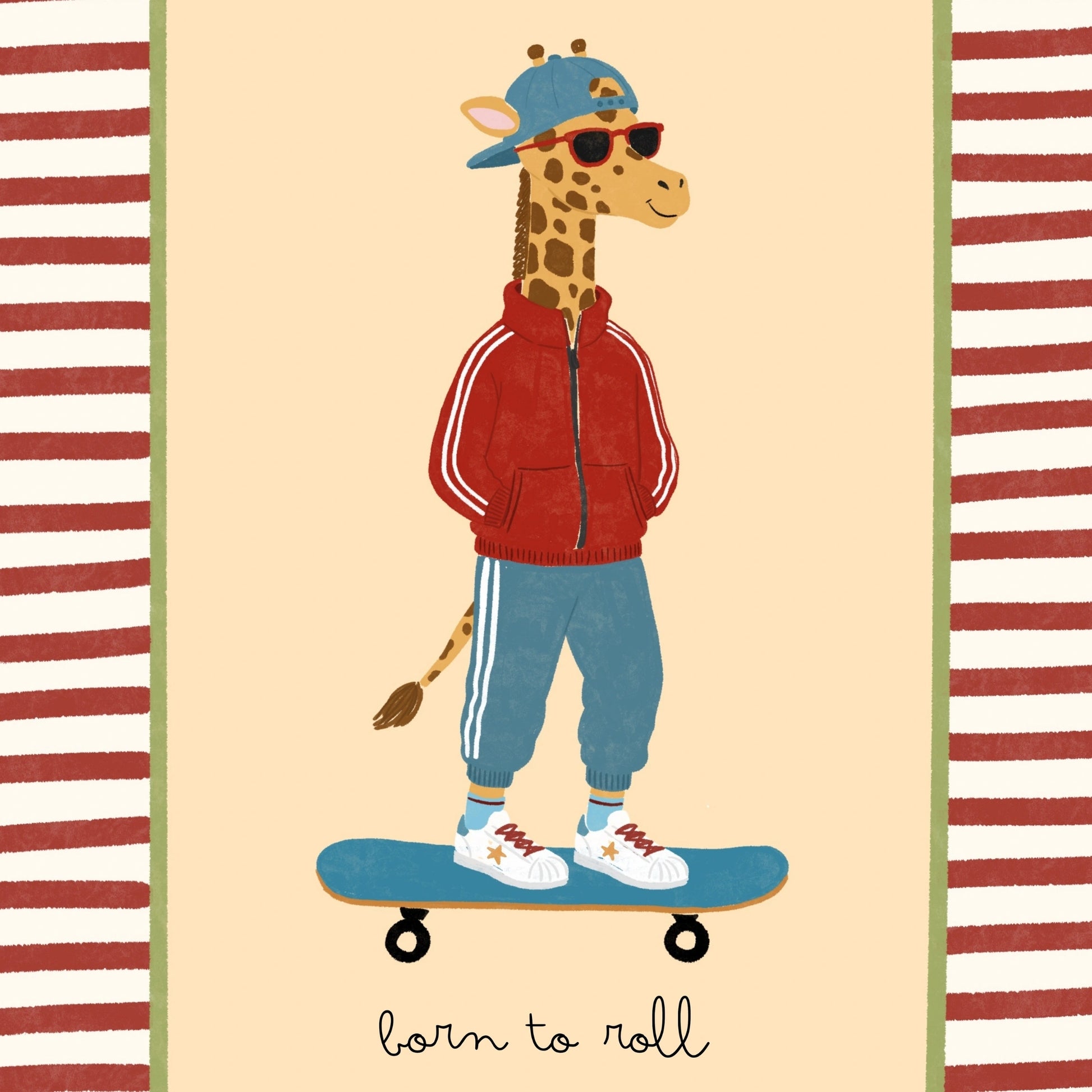 Skateboard Giraffe Nursery Print