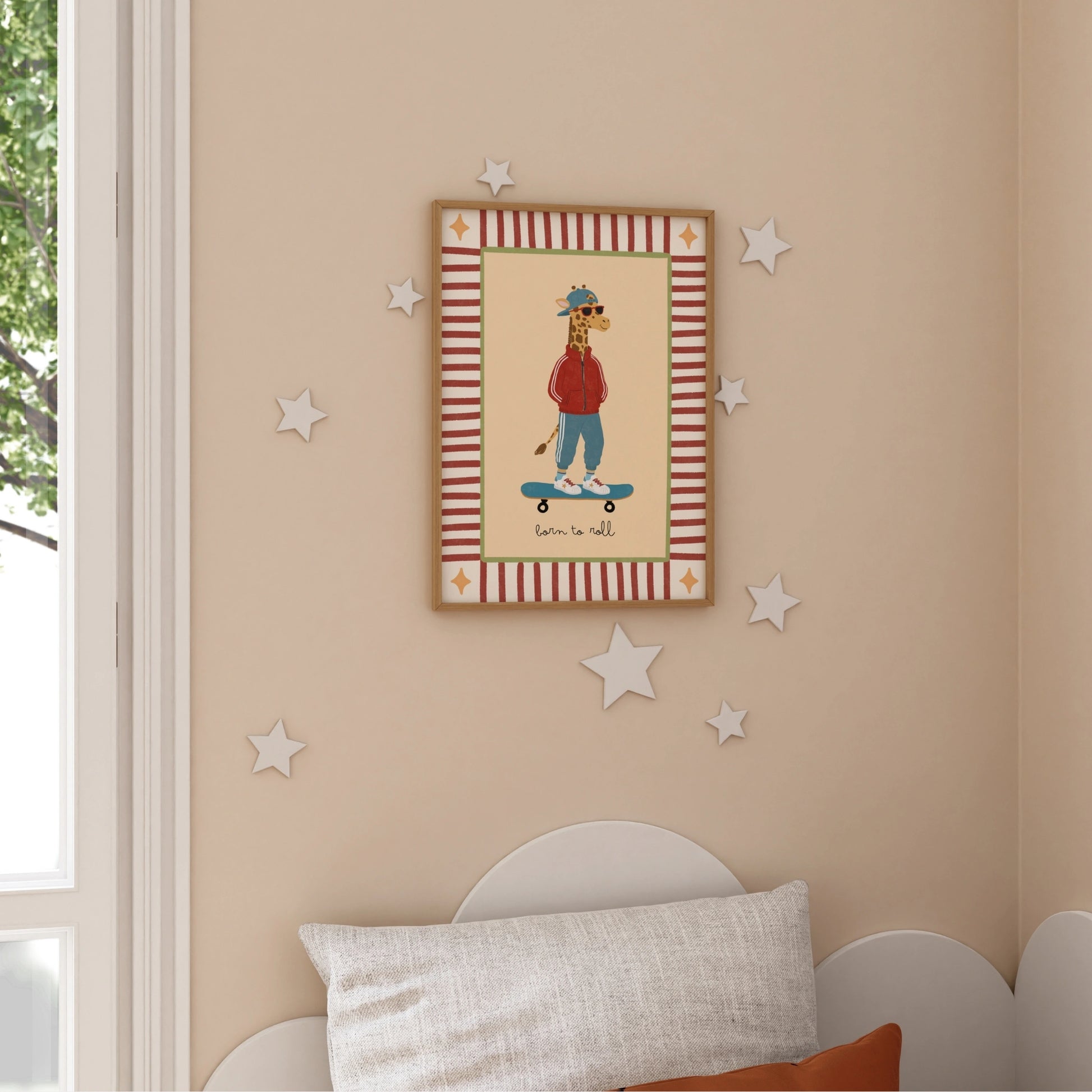Skateboard Giraffe Nursery Print
