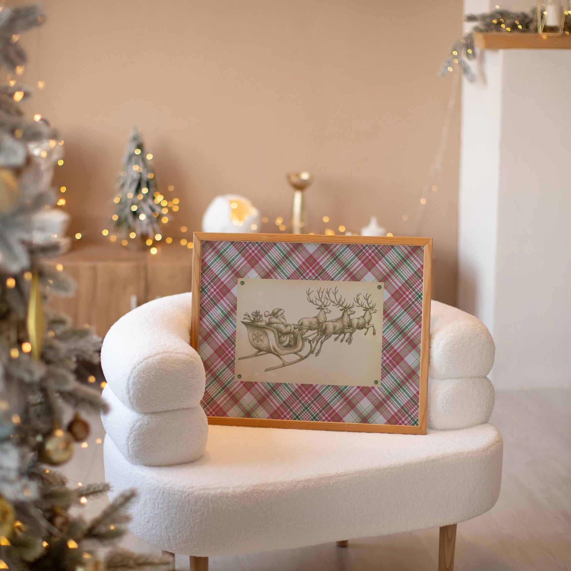 Santa and Reindeer Sleigh Print