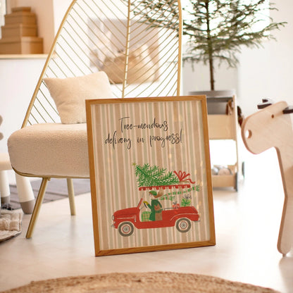 Christmas Tree Delivery – Vintage Holiday Wall Art Print