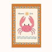Sunshine Crab & Seashells – Coastal Wall Art Set of 2