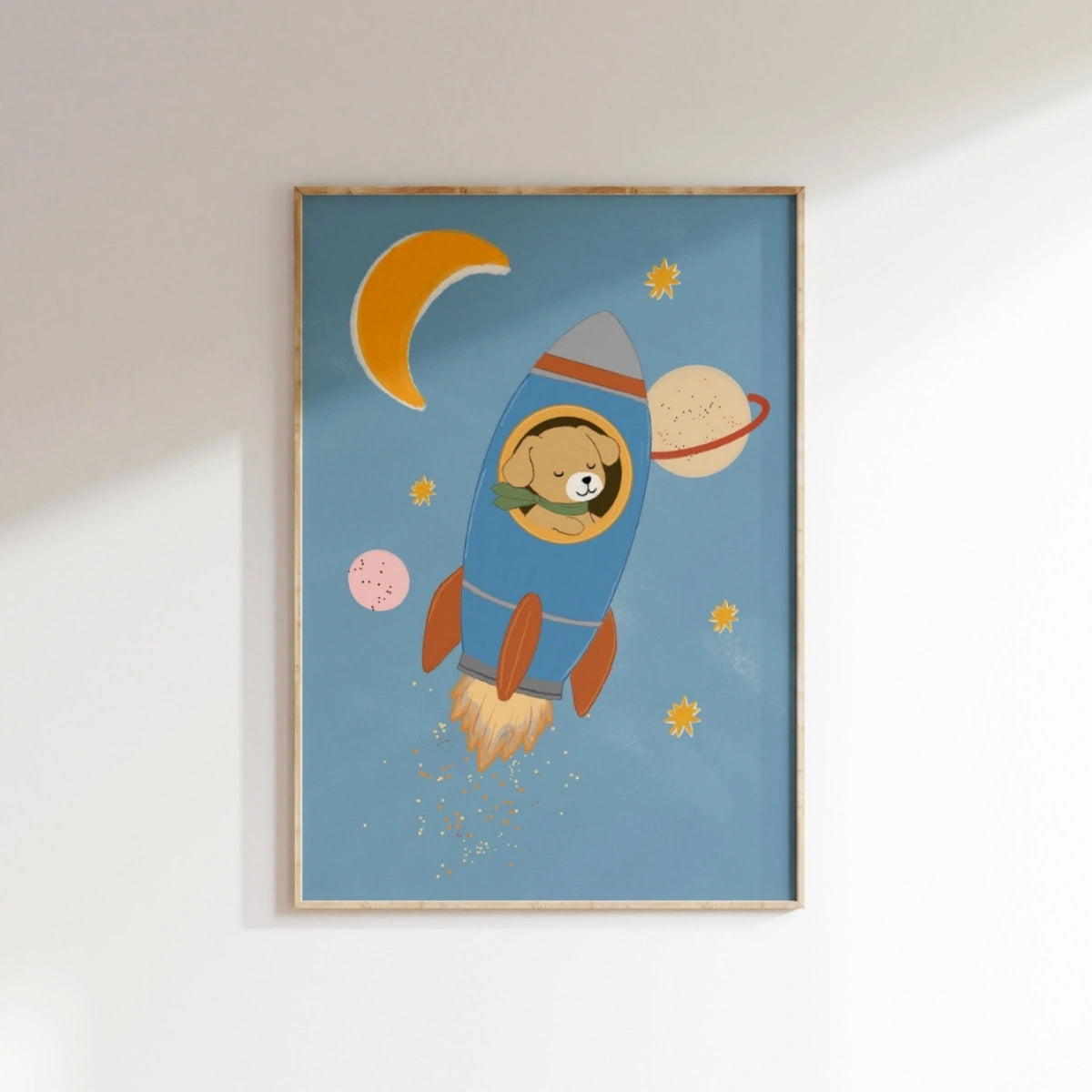 Rocket Dog Space Nursery Wall Art, Space Nursery Decor