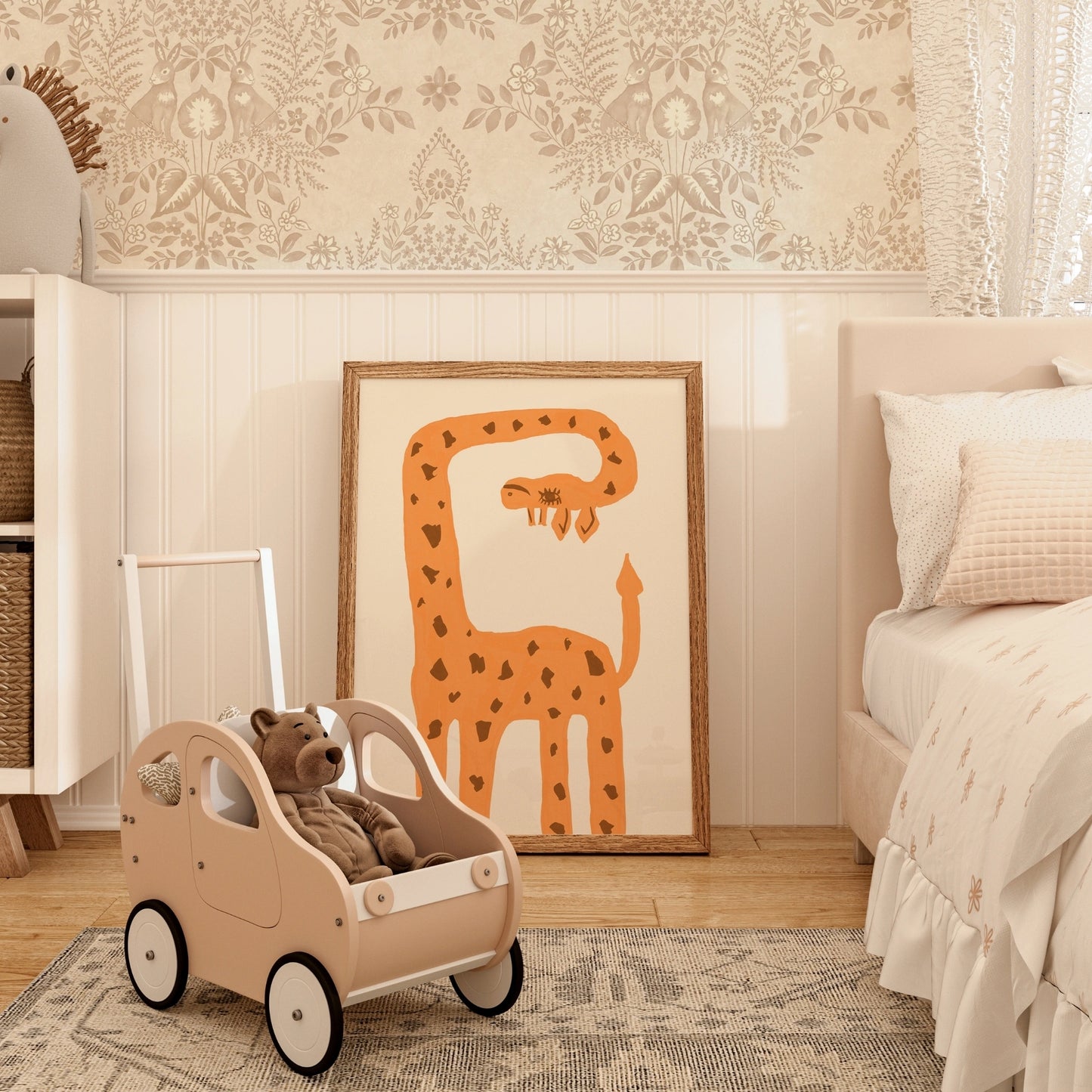 Giraffe Hug Nursery Print – Sweet Jungle Animal Wall Art