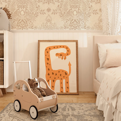 Giraffe Hug Nursery Print – Sweet Jungle Animal Wall Art