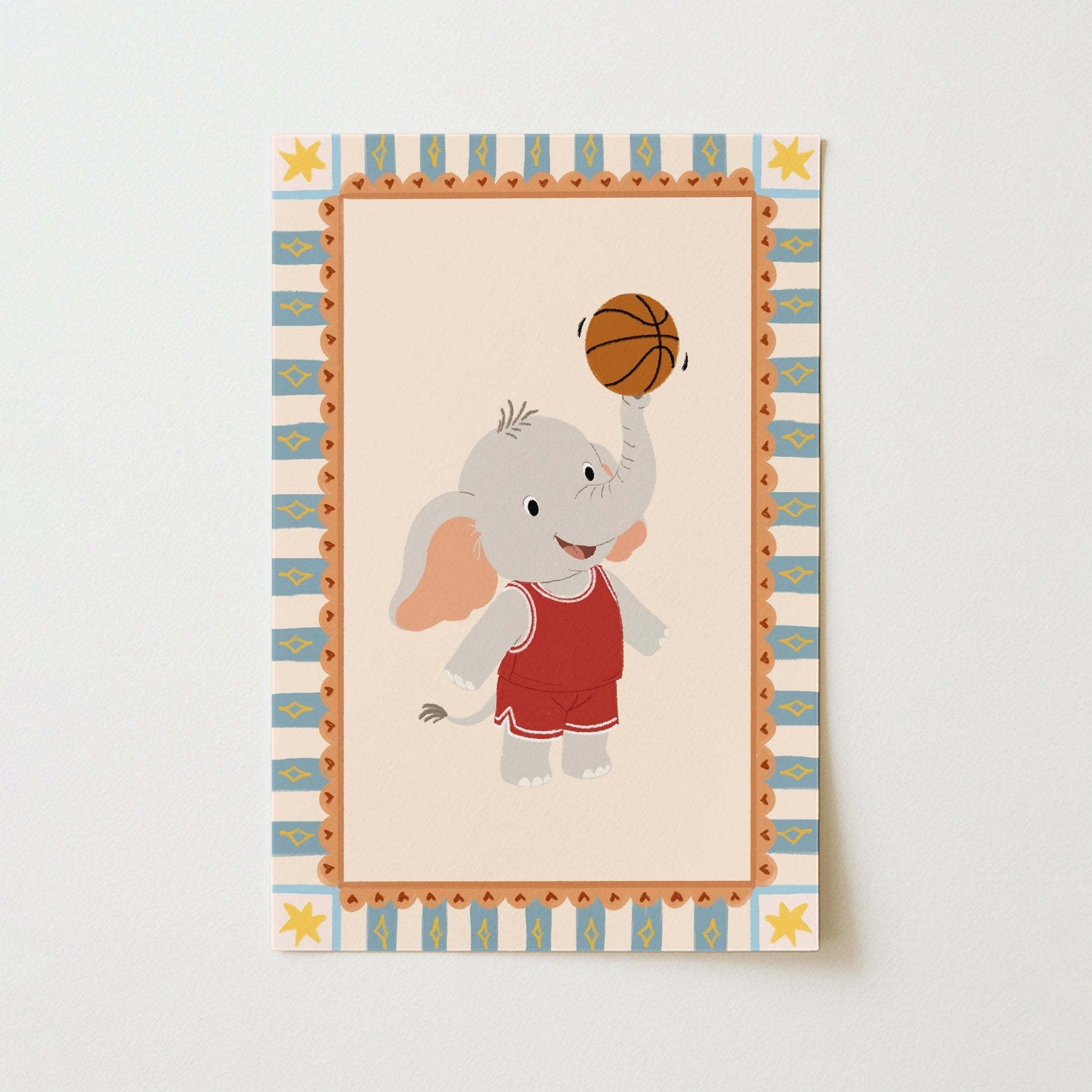 Basketball Elephant Nursery Print