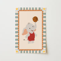 Basketball Elephant Nursery Print