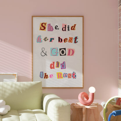 She Did Her Best Wall Art – Christian Motivational Print