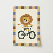 Lion on Bike – Nursery & kids wall art