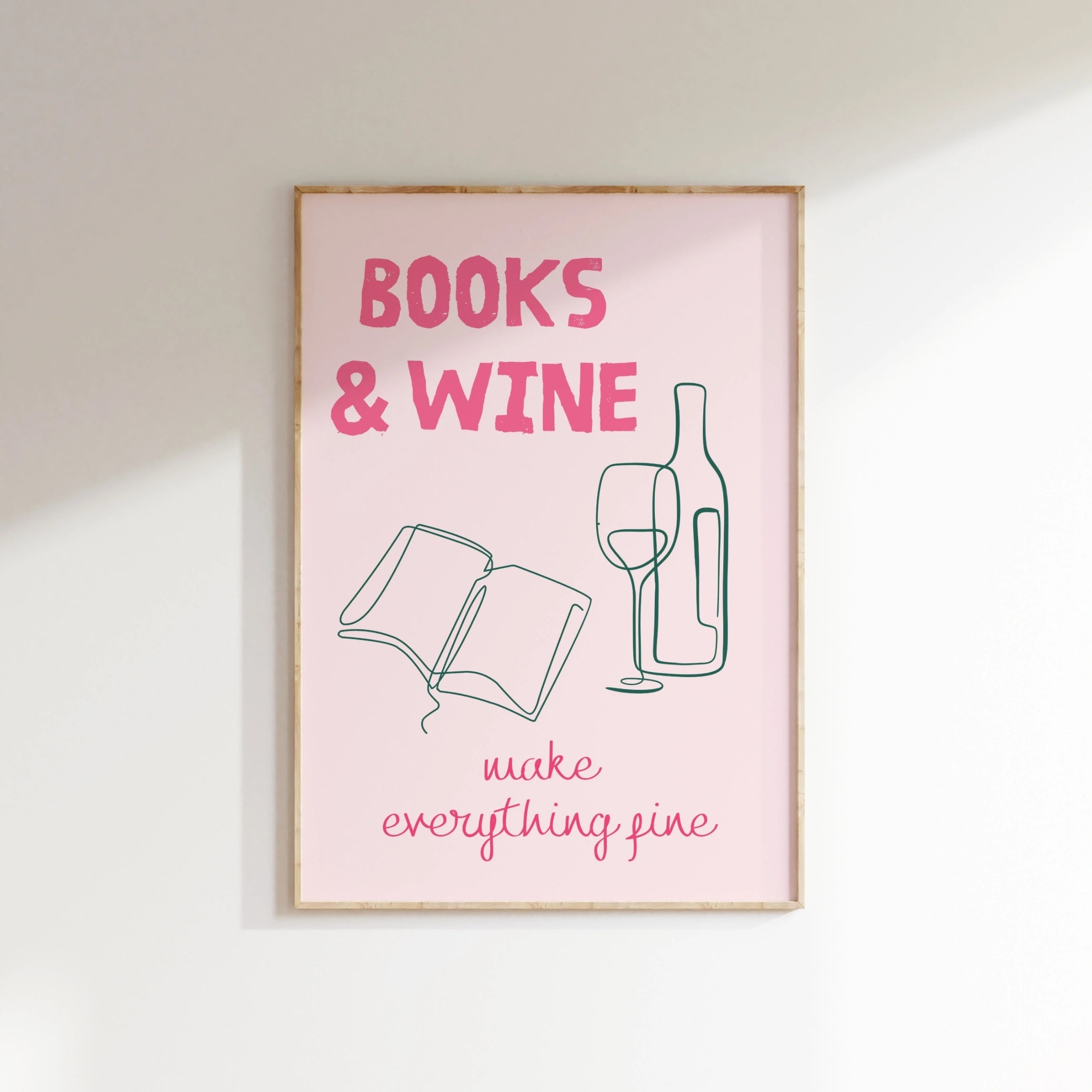 Books and Wine - Bookish Pink Print