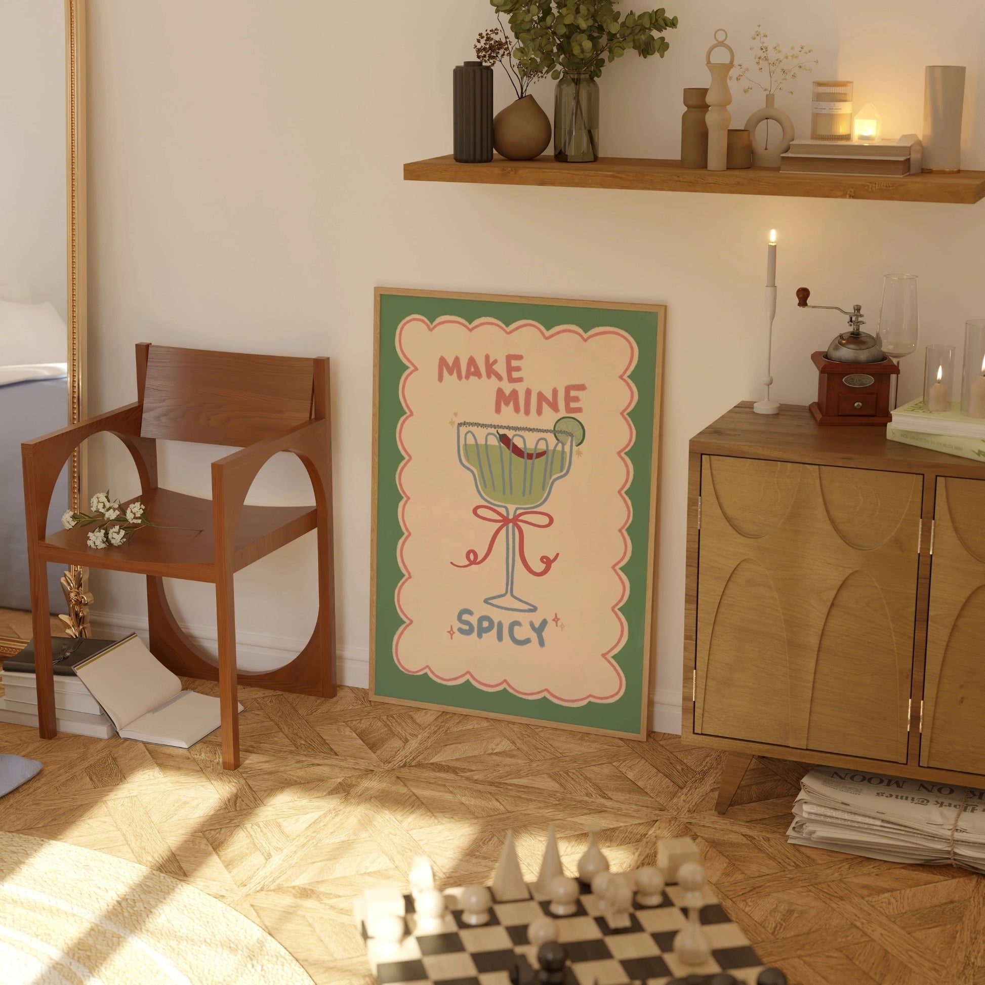 Decorazione murale per la tavola da pranzo italiana – Stampa di pasta, vino e cucina