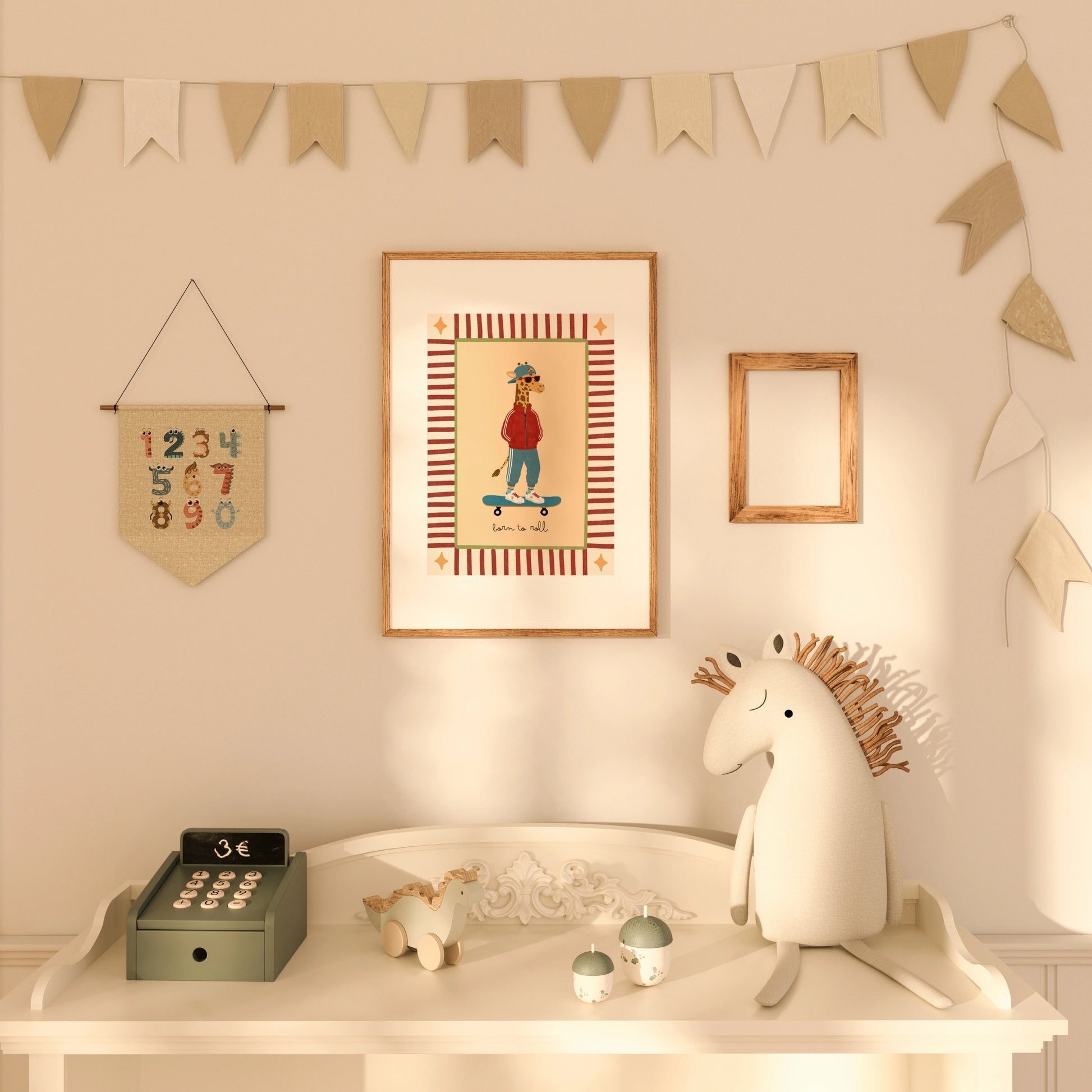 Skateboard Giraffe Nursery Print