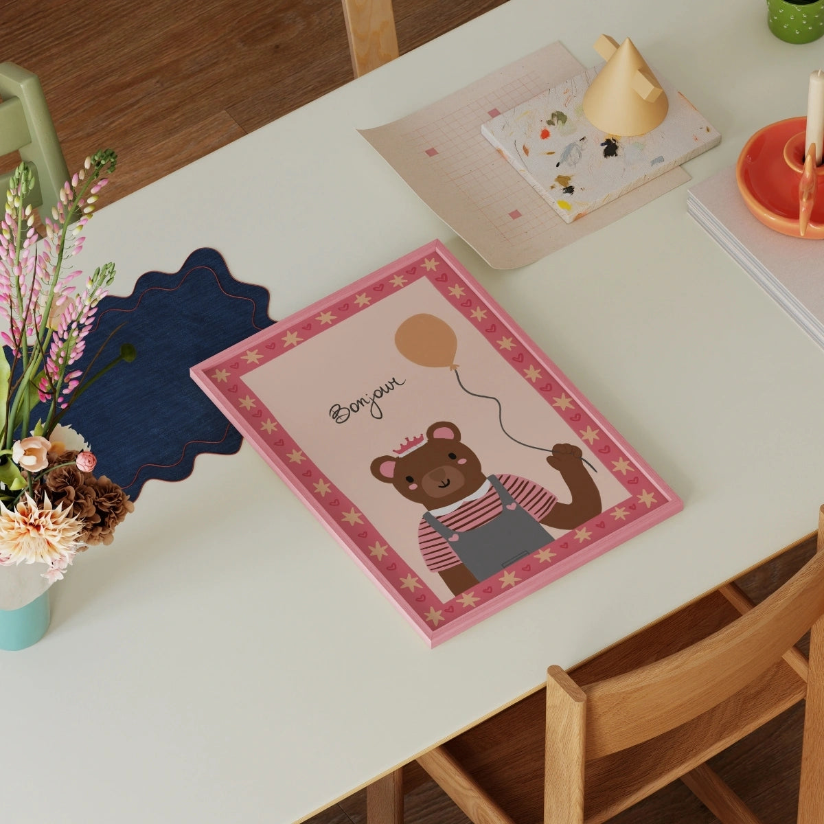 Décoration rose pour chambre d'enfant avec ballon