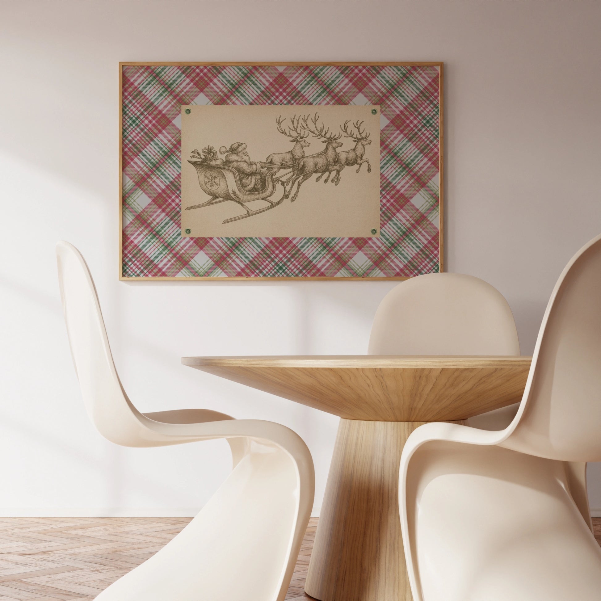 Santa and Reindeer Sleigh Print