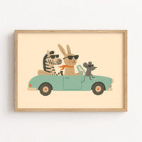 Cute Animal Illustration, Boy Wall Decor