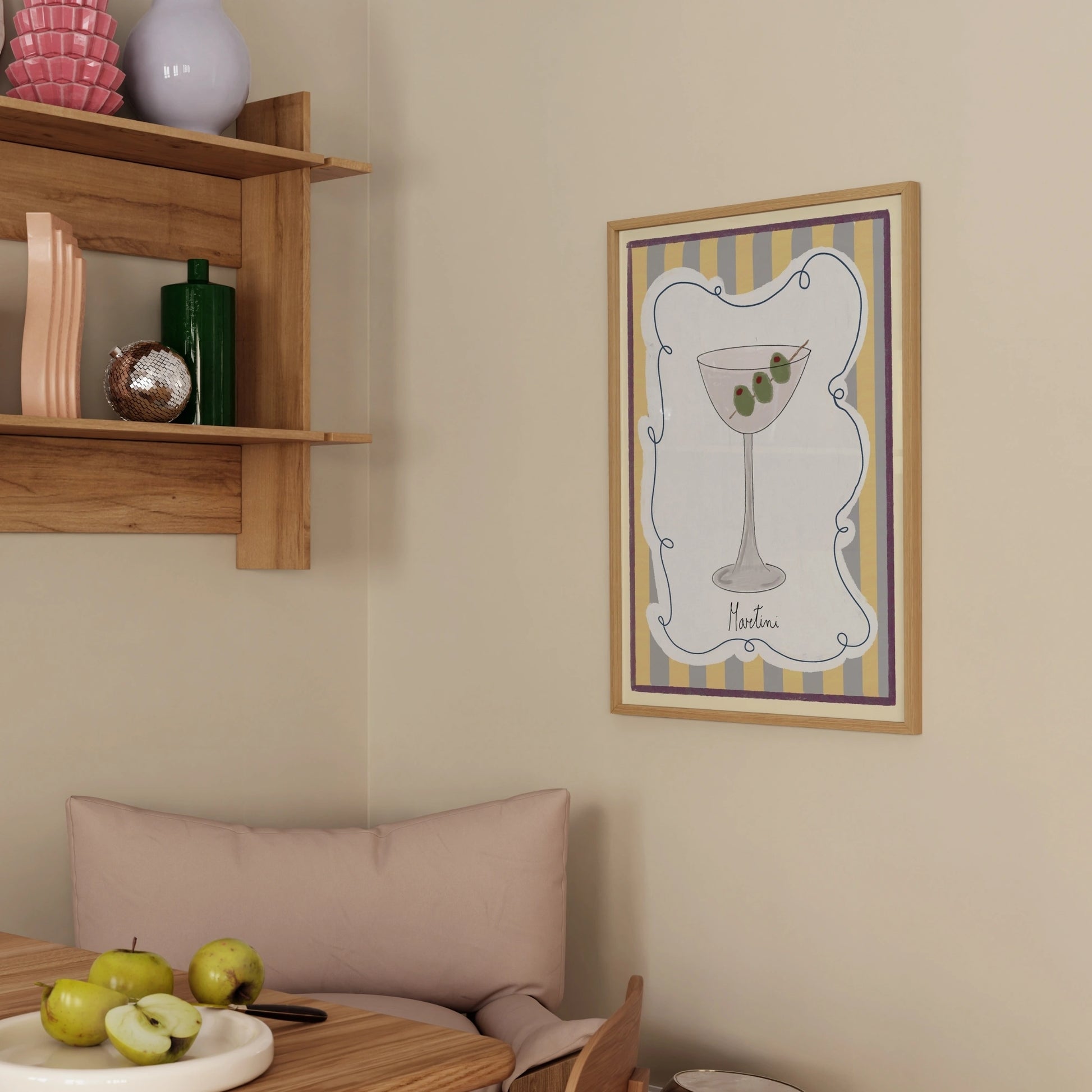 Decorazione murale per la tavola da pranzo italiana – Stampa di pasta, vino e cucina