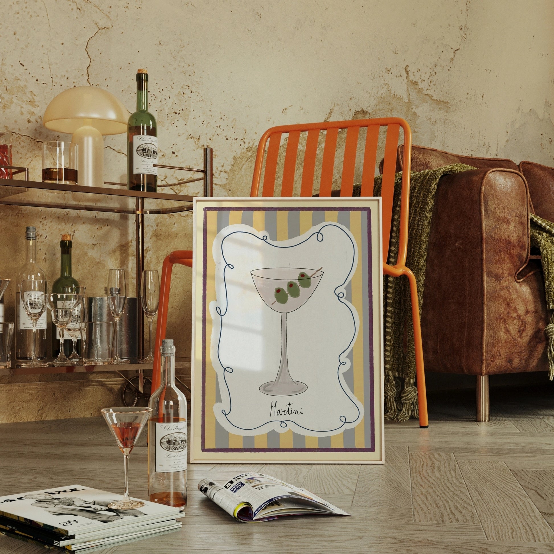 Decorazione murale per la tavola da pranzo italiana – Stampa di pasta, vino e cucina