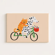 Cat and Dog on Bicycle – Nursery & Kids Canvas Wall Art