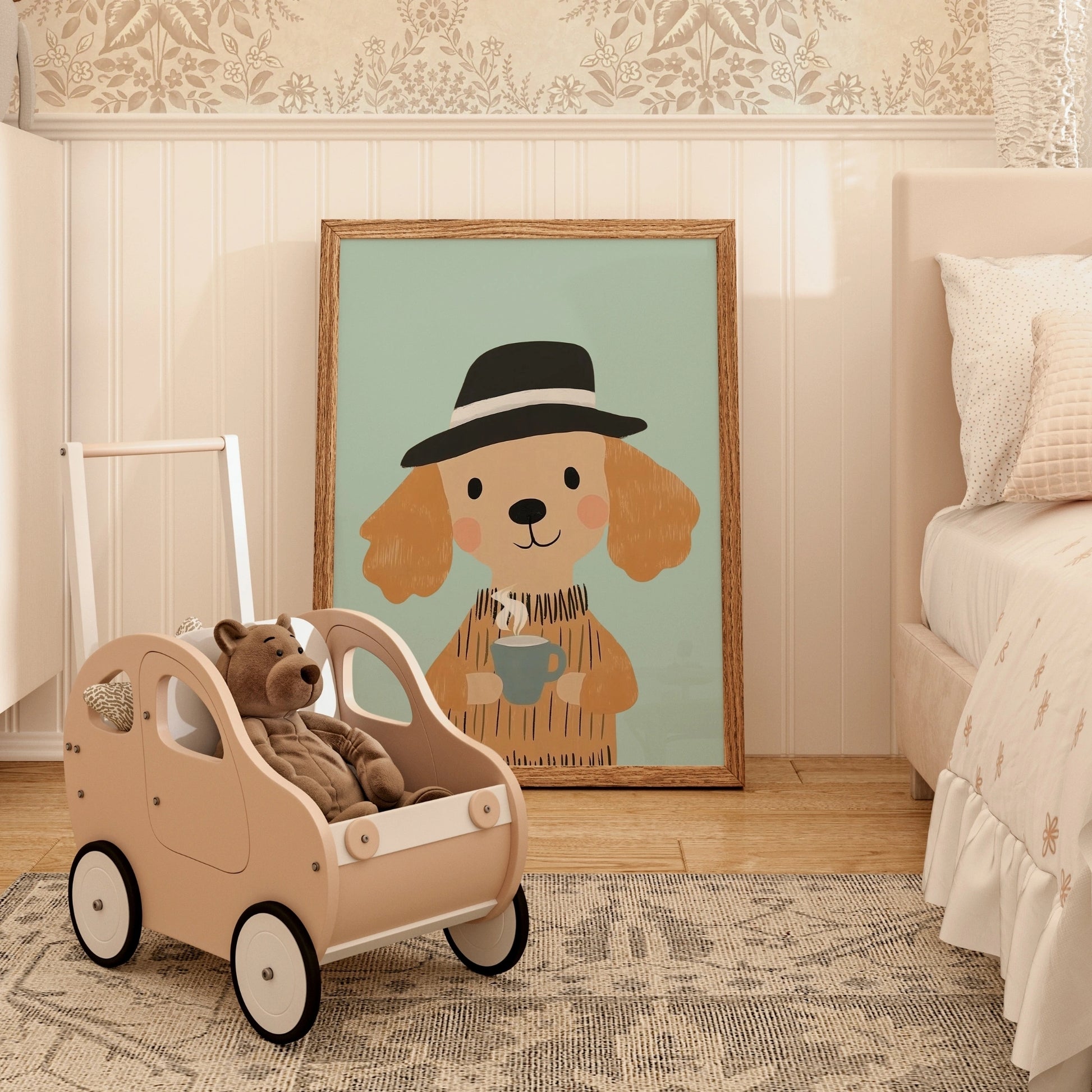 Coffee Dog Wall Art – Cozy Animal Artwork