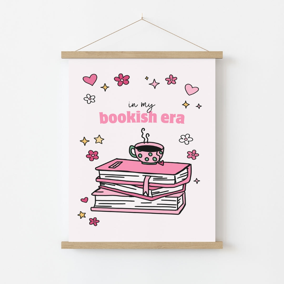 In My Bookish Era – Pink Book Stack Print