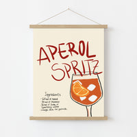 Aperol Spritz Recipe Print – Retro Cocktail Wall Art, Kitchen Wall Decor