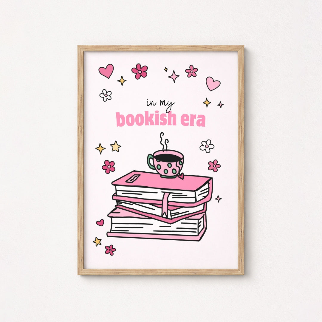 In My Bookish Era – Pink Book Stack Print