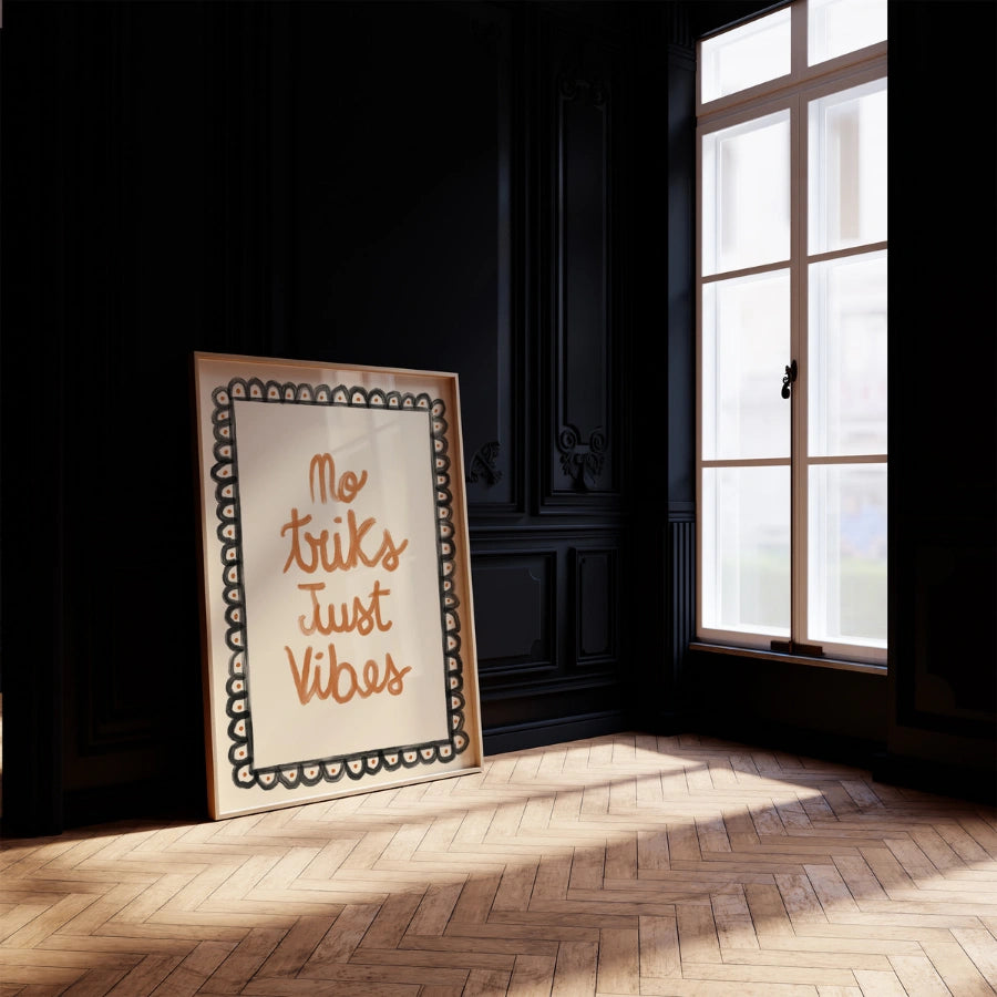 No Tricks Just Vibes Wall Art – Cute Halloween Quote Print