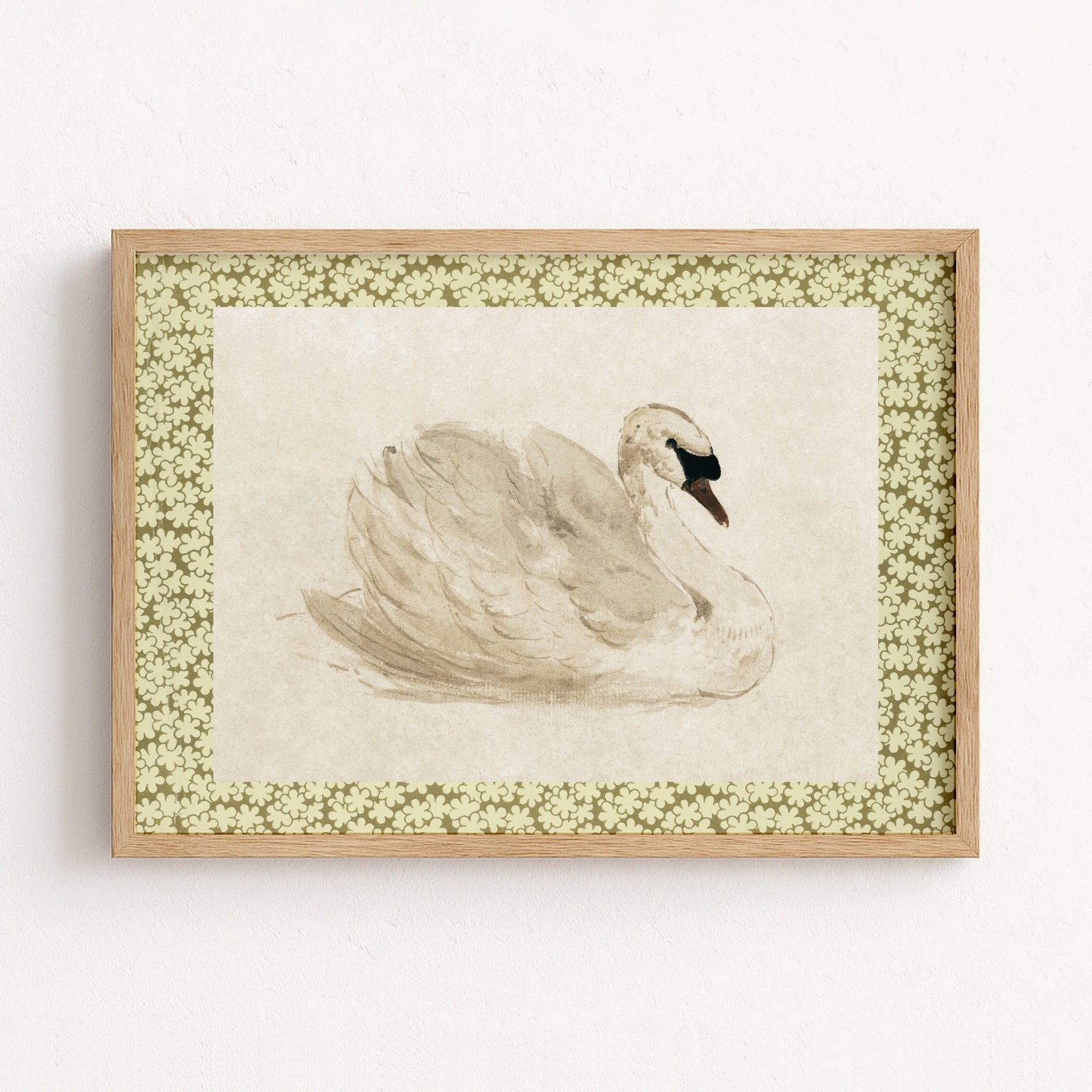 Swan Vintage Nursery Print – Retro Animal Wall Art for Baby Room