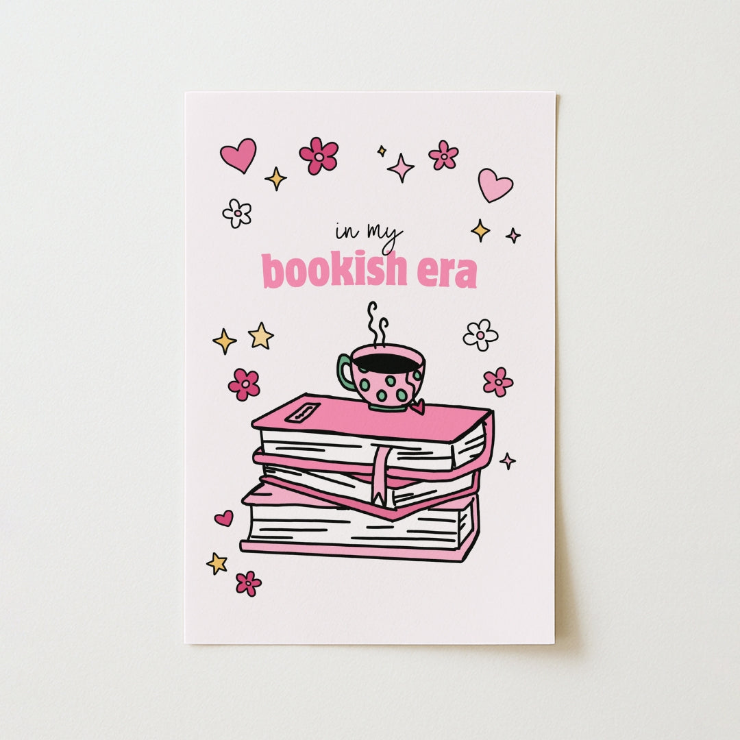 In My Bookish Era – Pink Book Stack Print