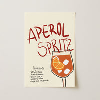 Aperol Spritz Recipe Print – Retro Cocktail Wall Art, Kitchen Wall Decor