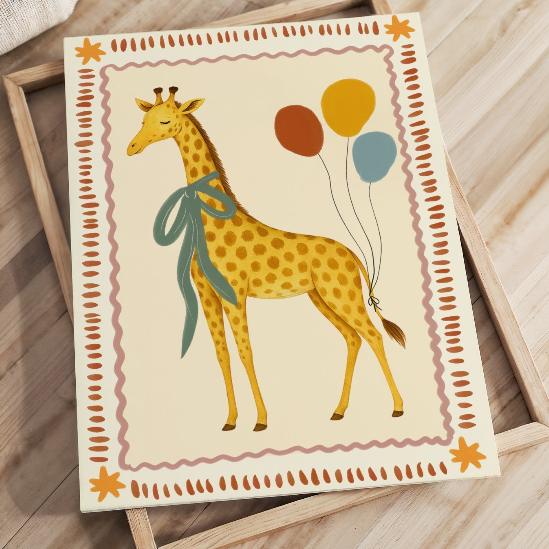 Impression sur toile vintage girafe pour chambre d'enfant