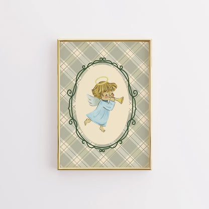 Plaid Angel Wall Art - Cute Baby Angel Nursery Print