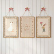 Goose, Bunny & Flowers, Nursery & Kids Wall Art Set of 3