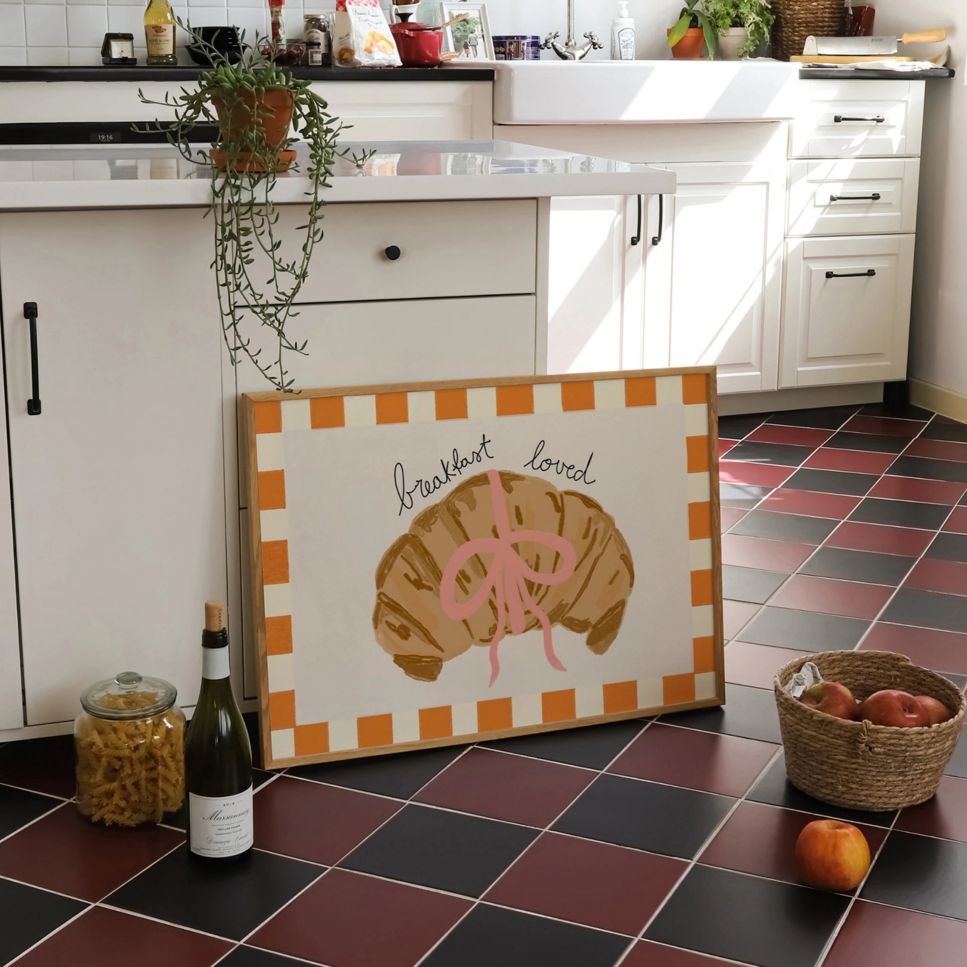 Decorazione murale per la tavola da pranzo italiana – Stampa di pasta, vino e cucina