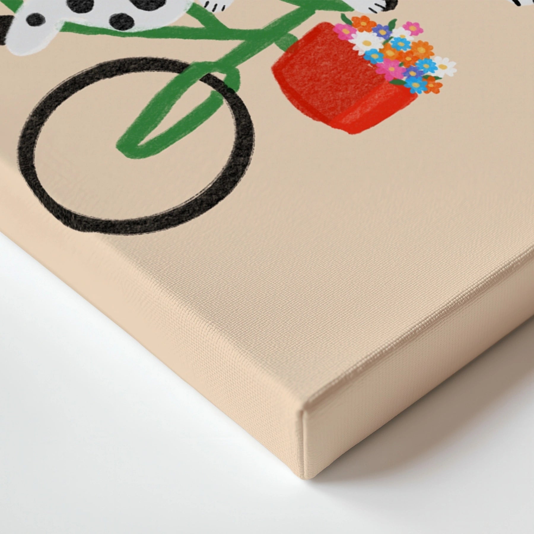 Cat and Dog on Bicycle Canvas Print
