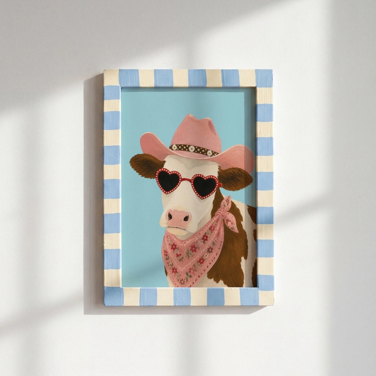 Arte murale costiera di mucca cowgirl