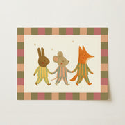Woodland Friends Holding Hands – Nursery & Kids Wall Art