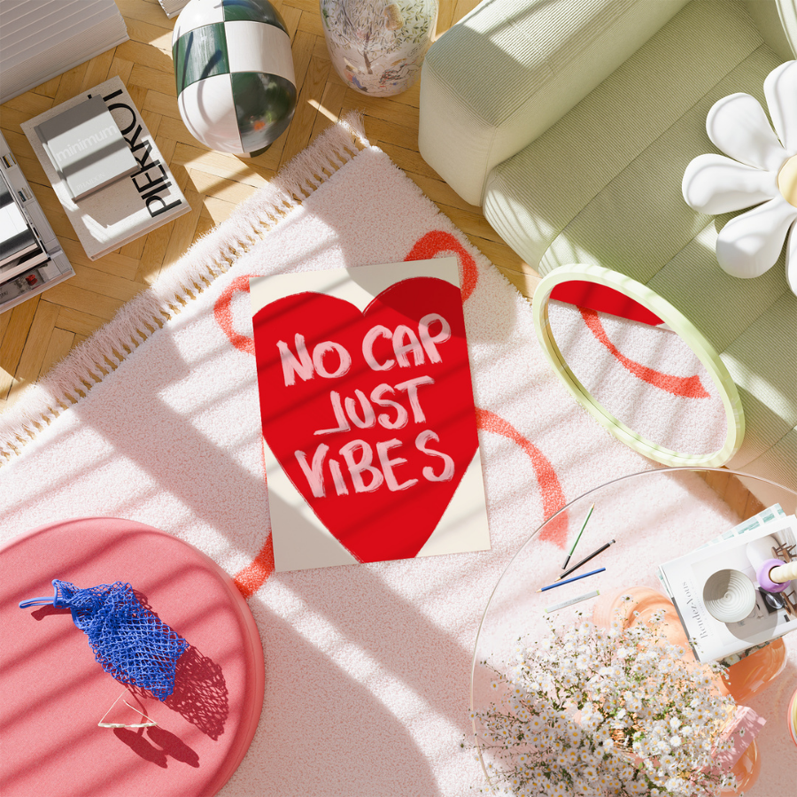 No Cap Just Vibes Wall Art – Maximalist Quote Print