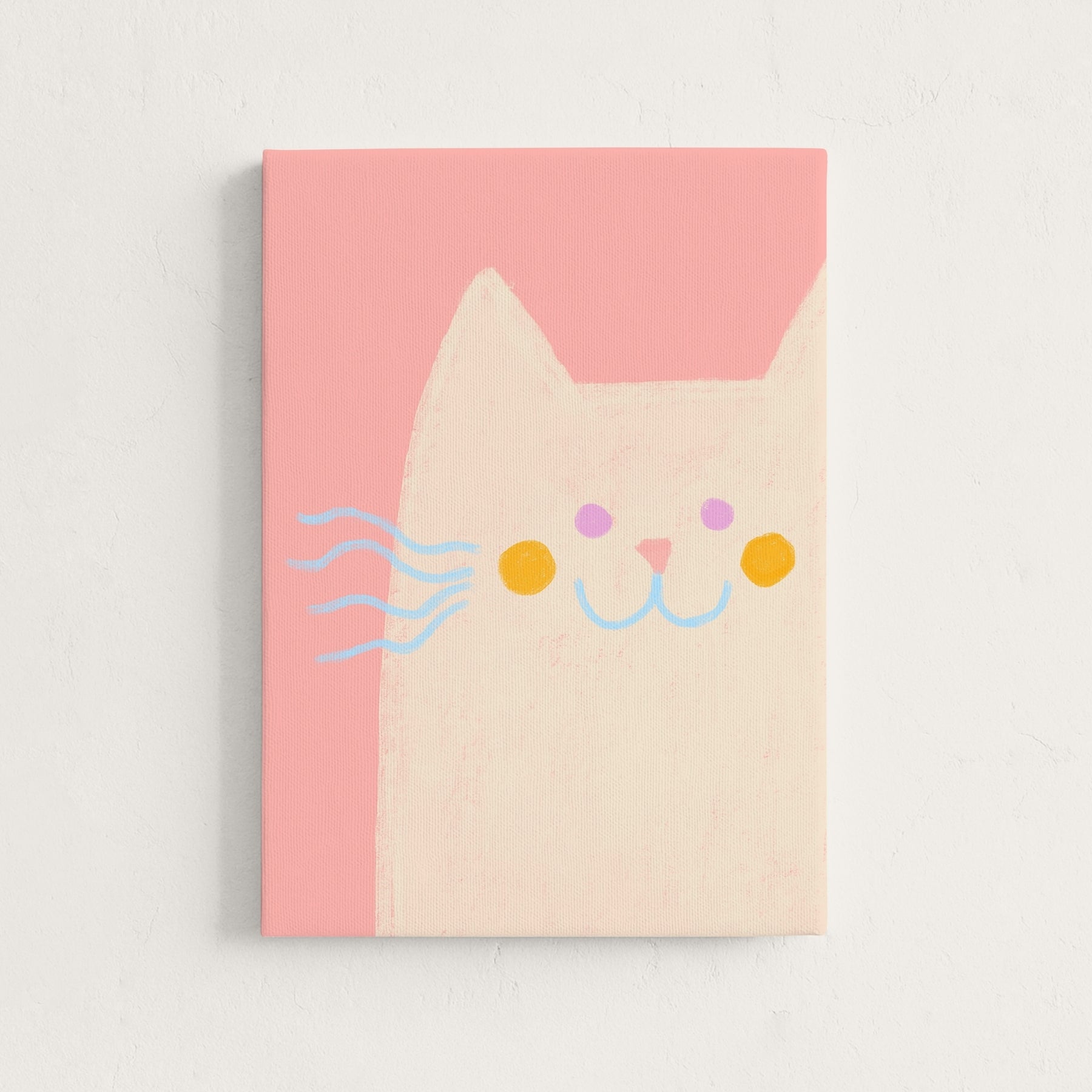 Pink Cat Nursery Canvas Wall Art