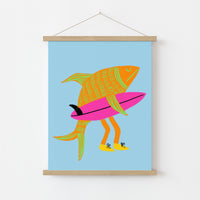 Surfer Fish Wall Art - Divertente stampa costiera