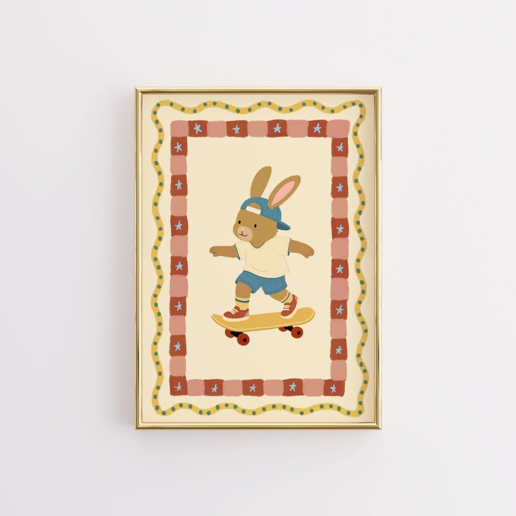 Skateboard Bunny Nursery Wall Art